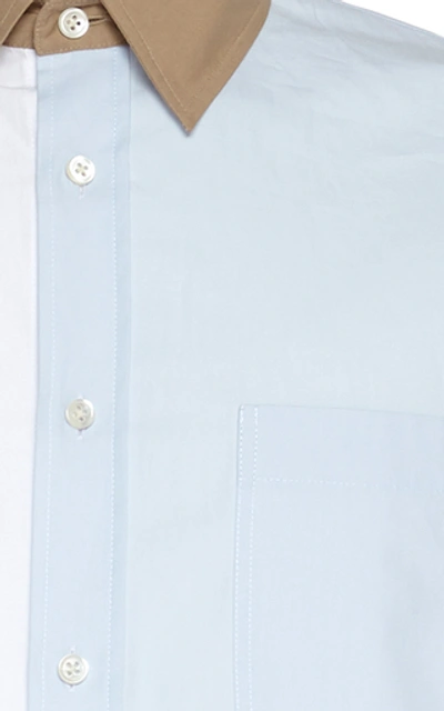 Shop Jw Anderson Color-block Cotton-poplin Shirt In Blue