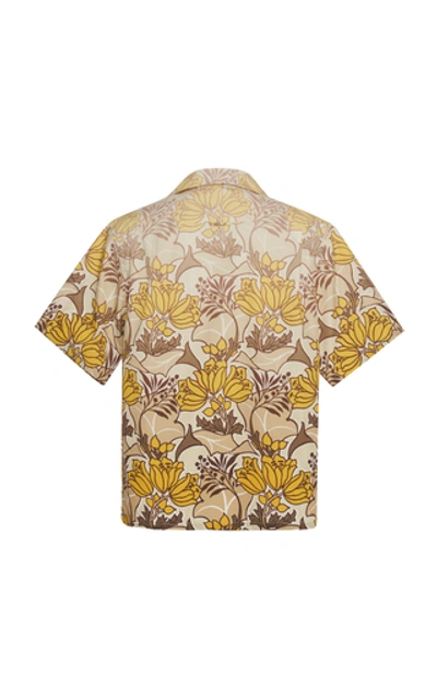 Shop Prada Printed Cotton-poplin Shirt