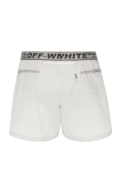 Shop Off-white Logo Cotton-blend Track Shorts In Grey