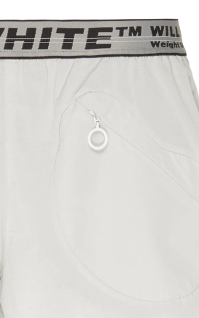 Shop Off-white Logo Cotton-blend Track Shorts In Grey