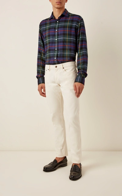 Shop Ralph Lauren Aston Plaid Cotton-poplin Shirt In Navy