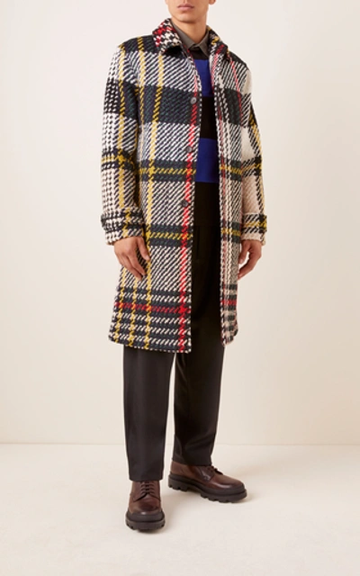 Shop Lanvin Checked Wool-blend Coat In Multi