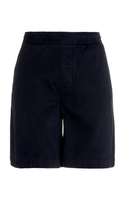 Shop Acne Studios Cotton Logo Shorts In Navy