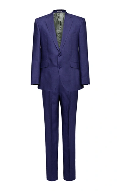 Shop Husbands Paris Morrissey Wool-mohair Suit In Blue