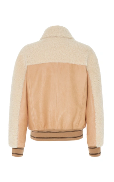 Shop Givenchy Leather And Shearling Bomber Jacket In Neutral