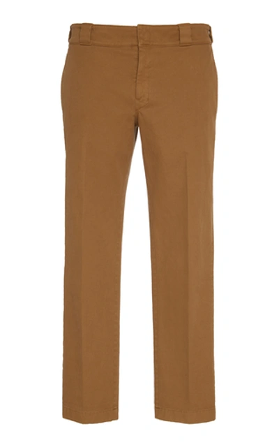 Shop Prada Cotton Tapered Pants In Neutral