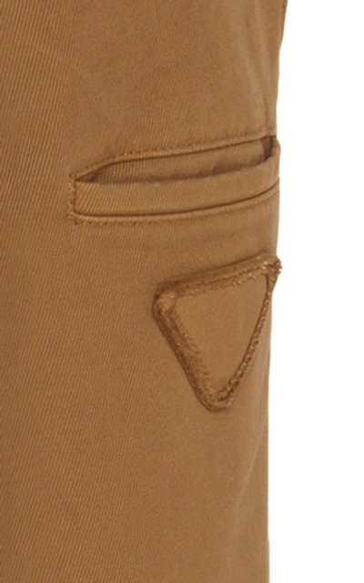 Shop Prada Cotton Tapered Pants In Neutral