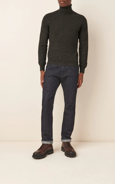 Shop Fioroni Wool And Cashmere Turtleneck Sweater In Grey