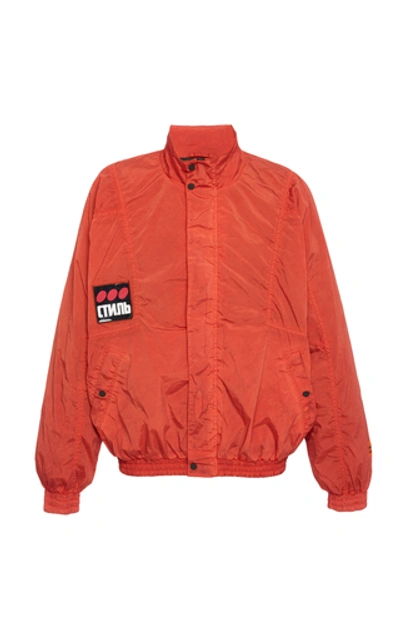 Shop Heron Preston Logo Nylon Windbreaker Jacket In Red