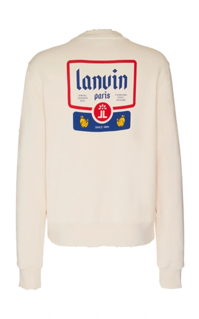 Shop Lanvin Logo-printed Wool And Mohair-blend Sweater In Navy