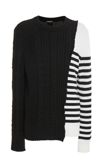 Shop Balmain Deconstructed Wool Pullover Sweater In Black