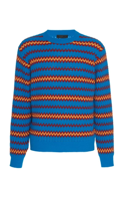 Shop Prada Intarsia Wool-blend Sweater In Multi