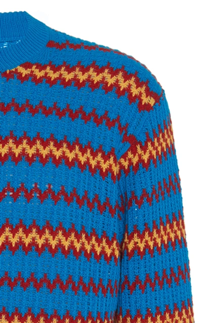 Shop Prada Intarsia Wool-blend Sweater In Multi