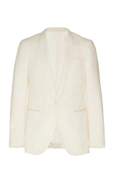 Shop Lanvin Satin-trimmed Wool And Mohair-blend Blazer In White