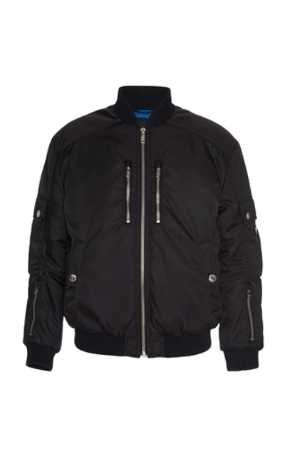 Shop Prada Oversized Shell Bomber Jacket In Black