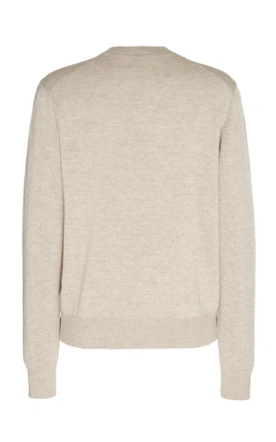 Shop Ami Alexandre Mattiussi Logo-embroidered Wool Sweater In Neutral