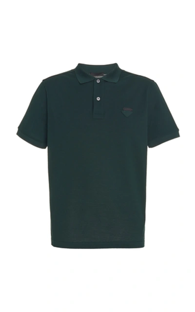 Shop Prada Cotton-pique Polo Shirt In Green