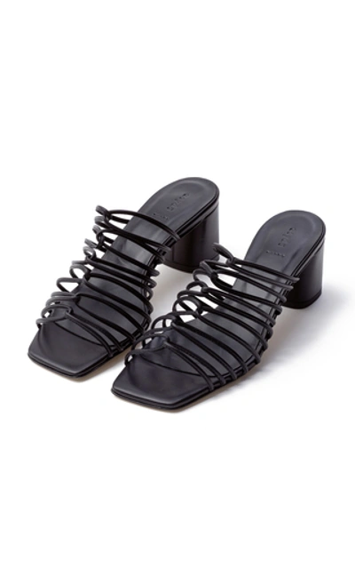 Shop Aeyde Pearl Leather Sandals In Black