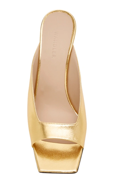 Shop Wandler Isa Metallic Leather Sandals In Gold