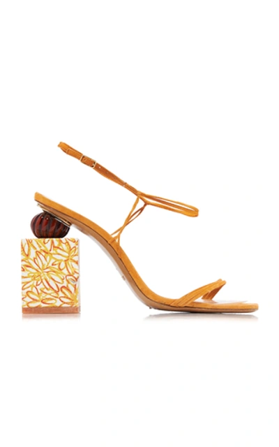 Shop Jacquemus Elme Printed-heel Leather Sandals In Orange