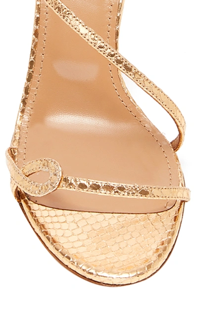 Shop Aquazzura Serpentine Snake-effect Leather Sandals In Gold