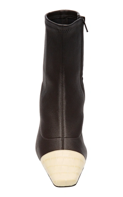 Shop By Far Karl Two-tone Stretch-leather Ankle Boots In Black