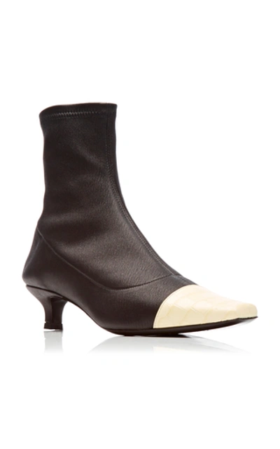 Shop By Far Karl Two-tone Stretch-leather Ankle Boots In Black