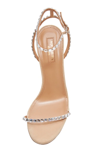 Shop Aquazzura Women's Very Vera Crystal-embellished Suede Sandals In Neutral