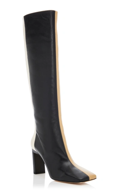 Shop Wandler Isa Two-tone Leather Knee Boots In Multi