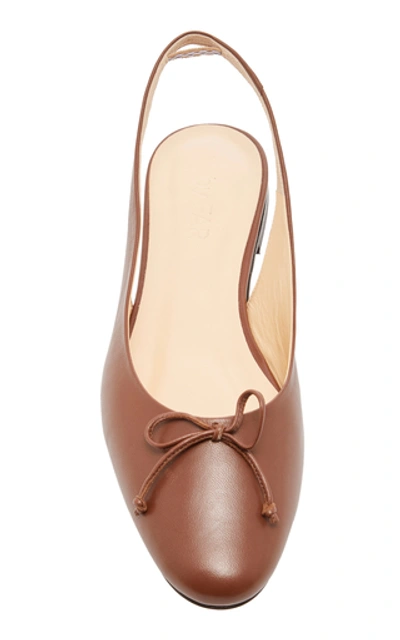 Shop By Far Toni Leather Slingback Flats In Brown