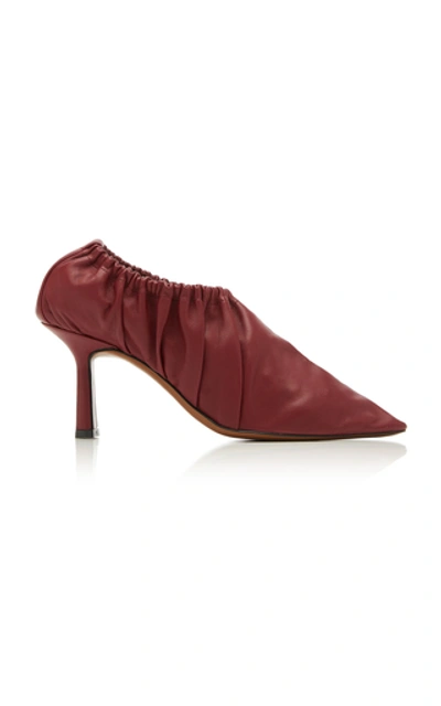 Shop Neous Chondro Gathered Leather Pumps In Burgundy
