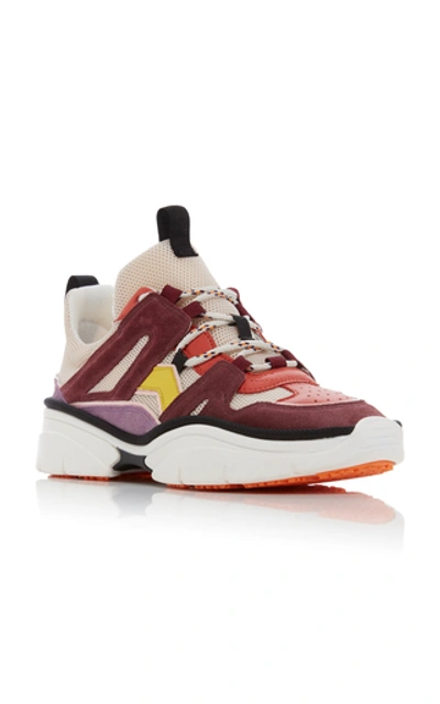 Shop Isabel Marant Kindsay Leather And Mesh Sneakers In Red