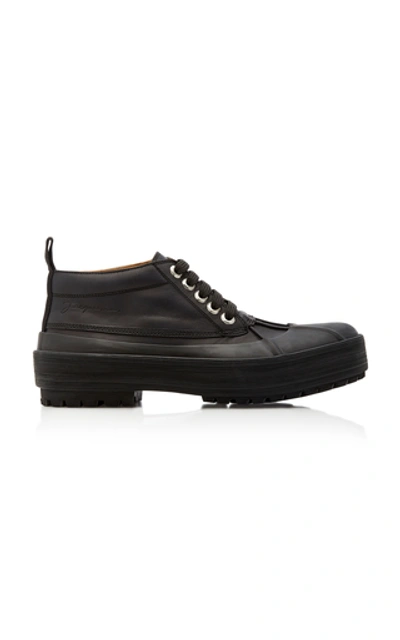 Shop Jacquemus Les Meuniers Leather Ankle Boots In Black