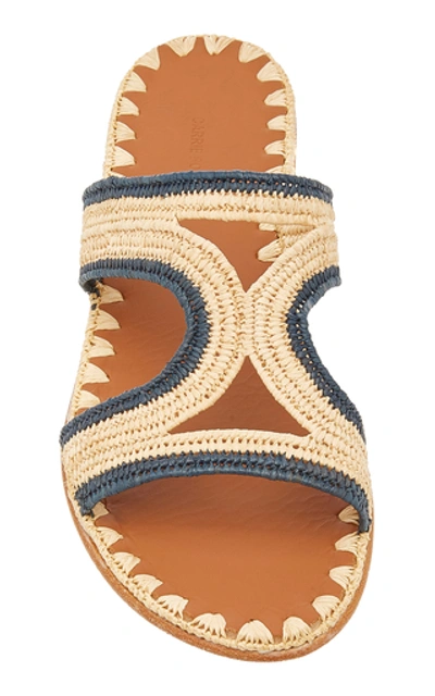 Shop Carrie Forbes Moha Two-tone Raffia Sandals In Navy