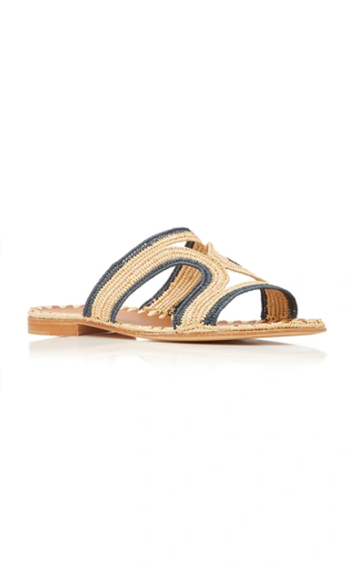 Shop Carrie Forbes Moha Two-tone Raffia Sandals In Navy
