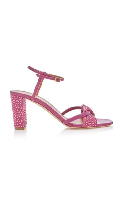 Shop Malone Souliers Tara Crystal-embellished Leather Sandals In Pink