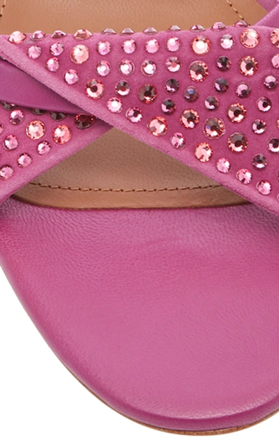 Shop Malone Souliers Tara Crystal-embellished Leather Sandals In Pink