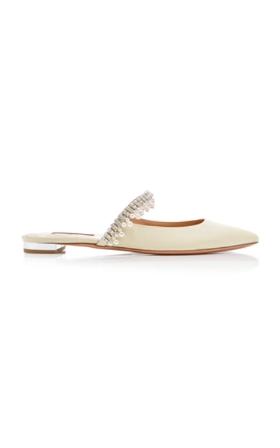 Shop Aquazzura Exquisite Crystal-embellished Leather Slide In Neutral