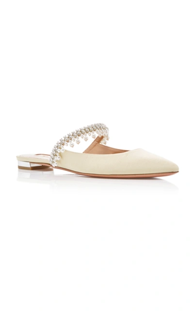 Shop Aquazzura Exquisite Crystal-embellished Leather Slide In Neutral