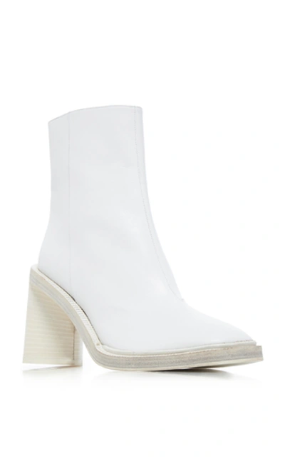 Shop Acne Studios Heeled Leather Ankle Boots In White