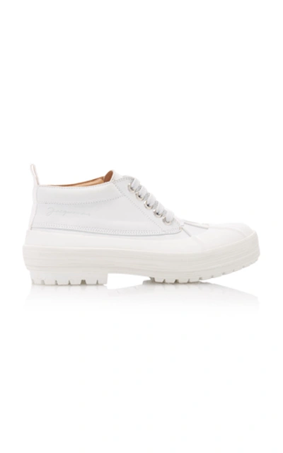 Shop Jacquemus Les Meuniers Leather Boots In White