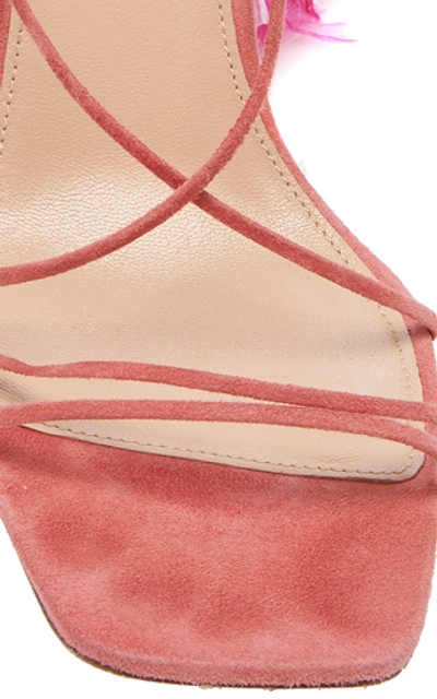 Shop Jacquemus Raphia Tasseled-heel Suede Sandals In Pink