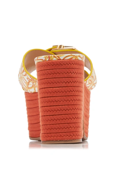 Shop Jacquemus Tatanes Floral-print Leather Platform Sandals In Orange