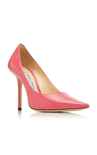 Shop Jimmy Choo Love Patent-leather Pumps In Pink