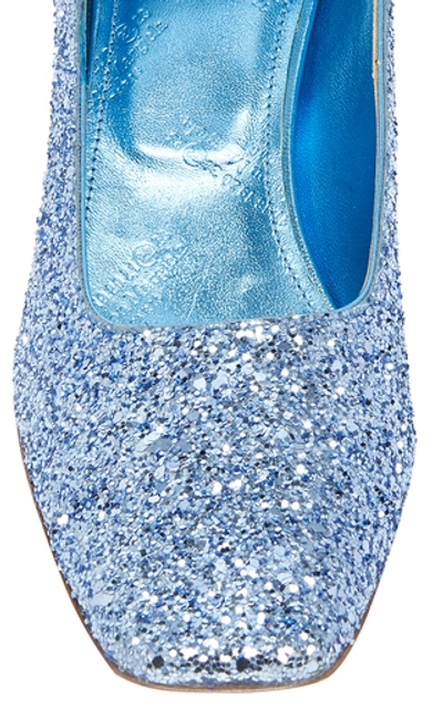 Shop Maison Margiela Cinderella Glittered Leather Pumps In Blue