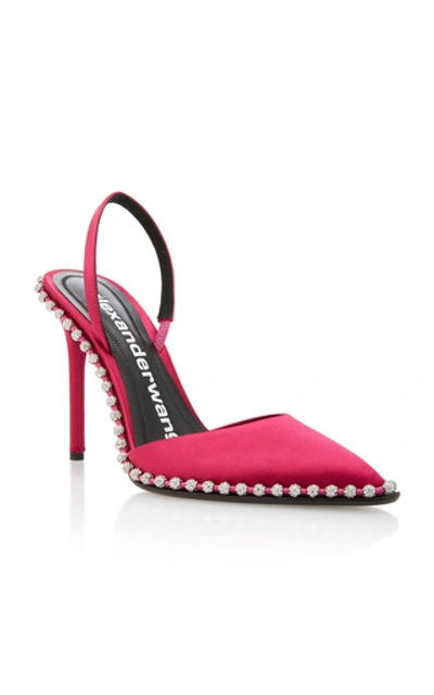 Shop Alexander Wang Rina Studded Satin Slingback Pumps In Pink