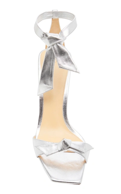Shop Alexandre Birman Clarita Tie-detailed Metallic Leather Sandals In Silver