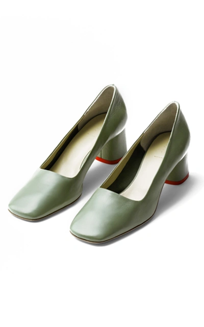 Shop Aeyde Meghan Leather Pumps In Green