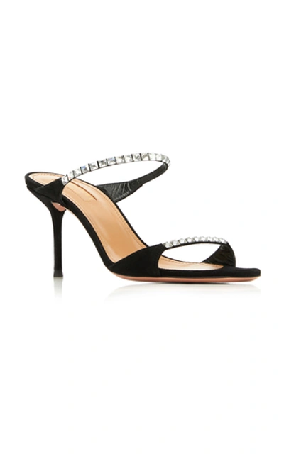 Shop Aquazzura Women's Diamante Crystal Suede Sandals In Black