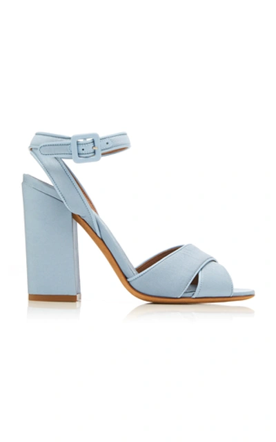 Shop Tabitha Simmons Connie Satin-twill Sandals In Blue